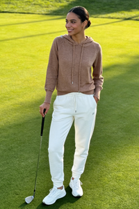 Suéter de punto suave con capucha para mujer - Estilo relajado y básico para el día a día W-03-012-Negro