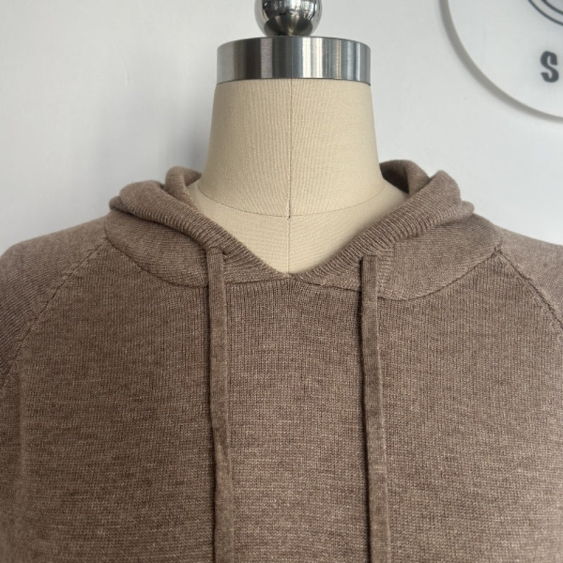 Women's Soft Knit Hooded Sweater-Relaxed Everyday Essential W-03-012-Heather Khaki
