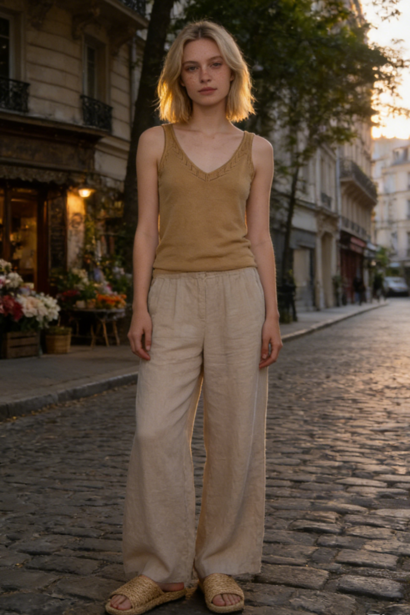 Chaleco de punto suave con cuello en V: prenda ligera para uso diario W-03-014 Negro