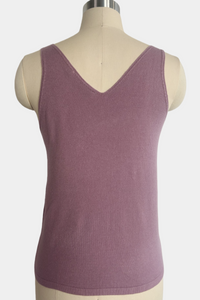 Chaleco de punto suave con cuello en V: prenda ligera para uso diario W-03-014-Lavanda