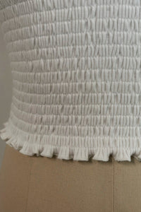 Women’s Ribbed Smocked Ruffle Strap Crop Top- W-04-009-020