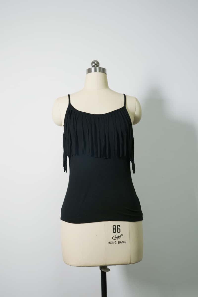 Camisola de punto con detalle de flecos para mujer - Mezcla de rayón ligero - W-04-012-010