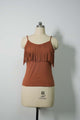 Women’s Fringe Detail Knit Camisole Top – Lightweight Rayon Blend-W-04-012 Black, Mocha