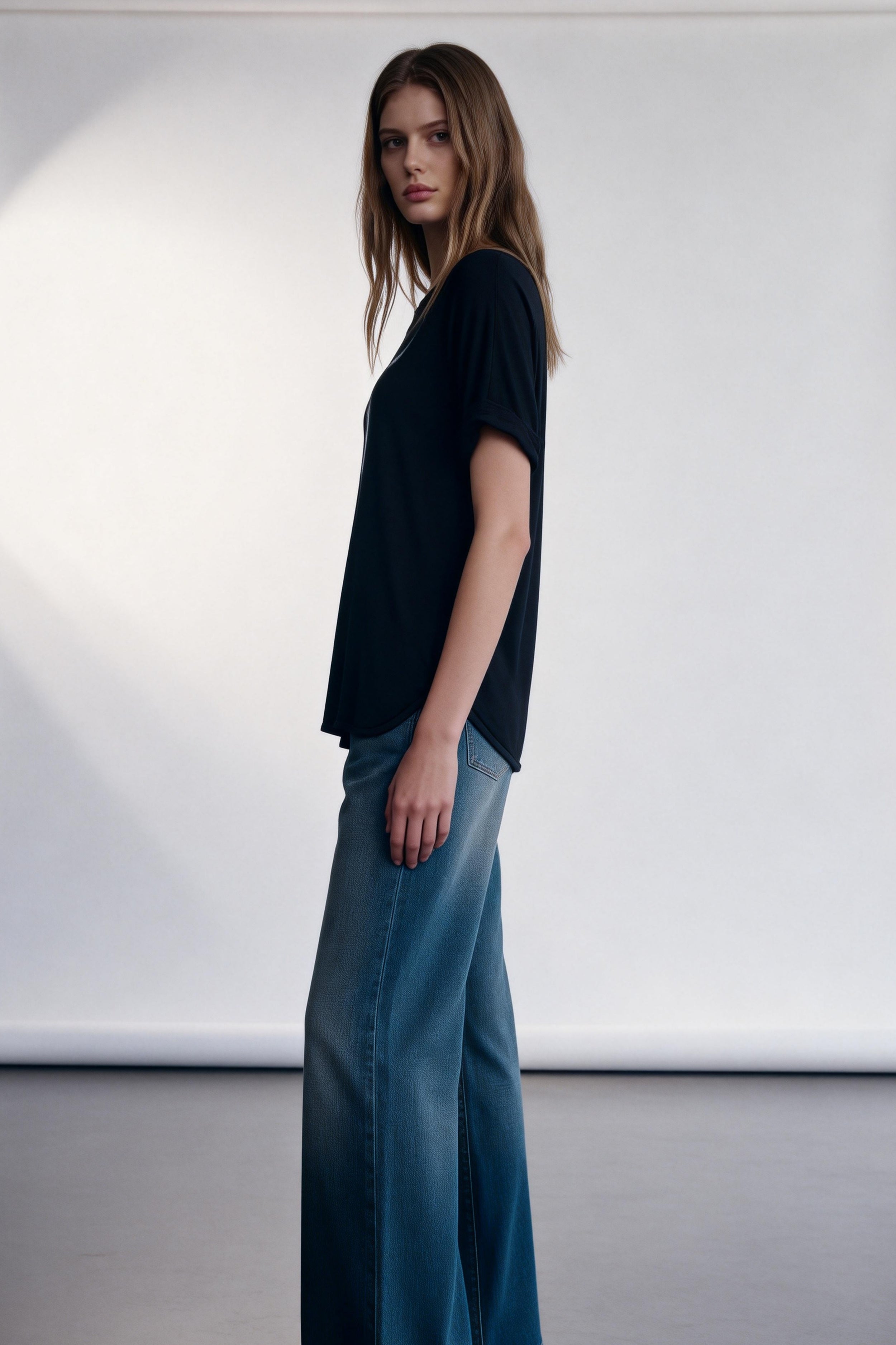 The Ultimate Drape Oversized Tee | 160 GSM Fluid Jersey W-04-014-black