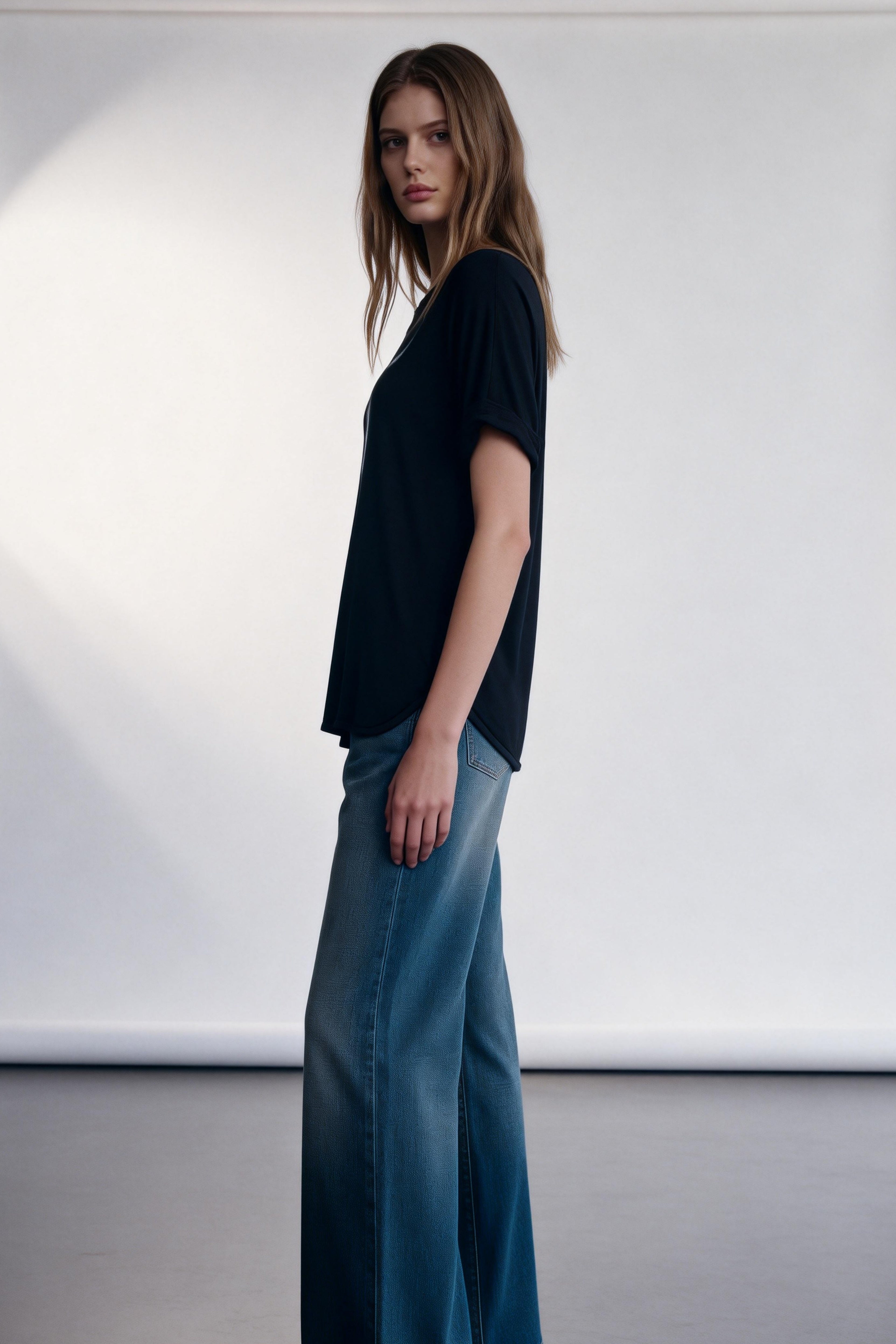 The Ultimate Drape Oversized Tee | 160 GSM Fluid Jersey W-04-014-black