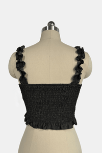 Smocked Bodice Ruffle Crop Top | 70/30 Smooth-Touch Blend W-05-003-010