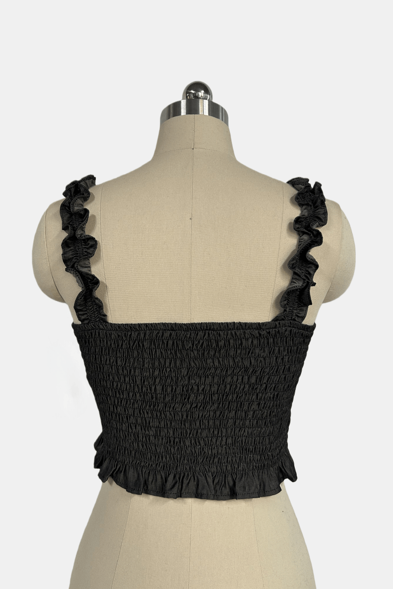 Smocked Bodice Ruffle Crop Top | 70/30 Smooth-Touch Blend W-05-003-010