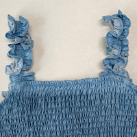 Smocked Bodice Ruffle Crop Top | 70/30 Smooth-Touch Blend W-05-003-454