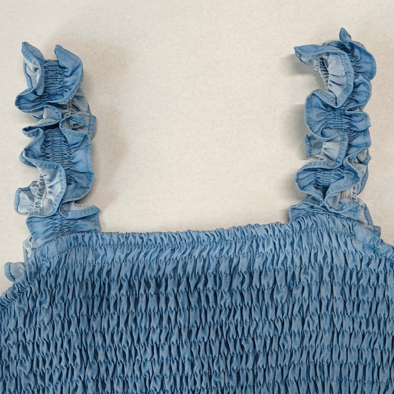 Smocked Bodice Ruffle Crop Top | 70/30 Smooth-Touch Blend W-05-003-454