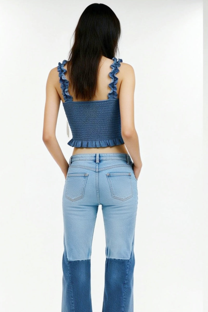 Smocked Bodice Ruffle Crop Top | 70/30 Smooth-Touch Blend W-05-003-454