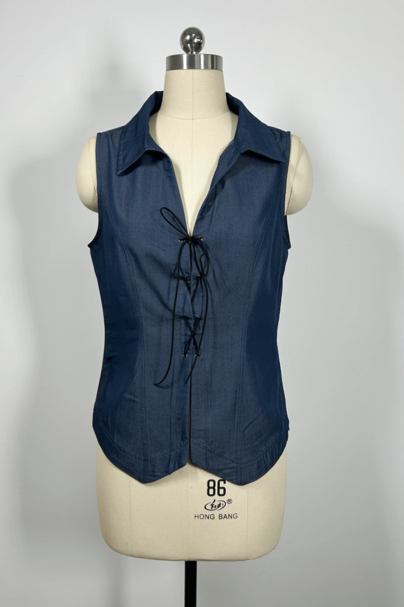 Camisa de corte princesa a medida | Ante con cordones y bajo moldeado | W-05-005-480