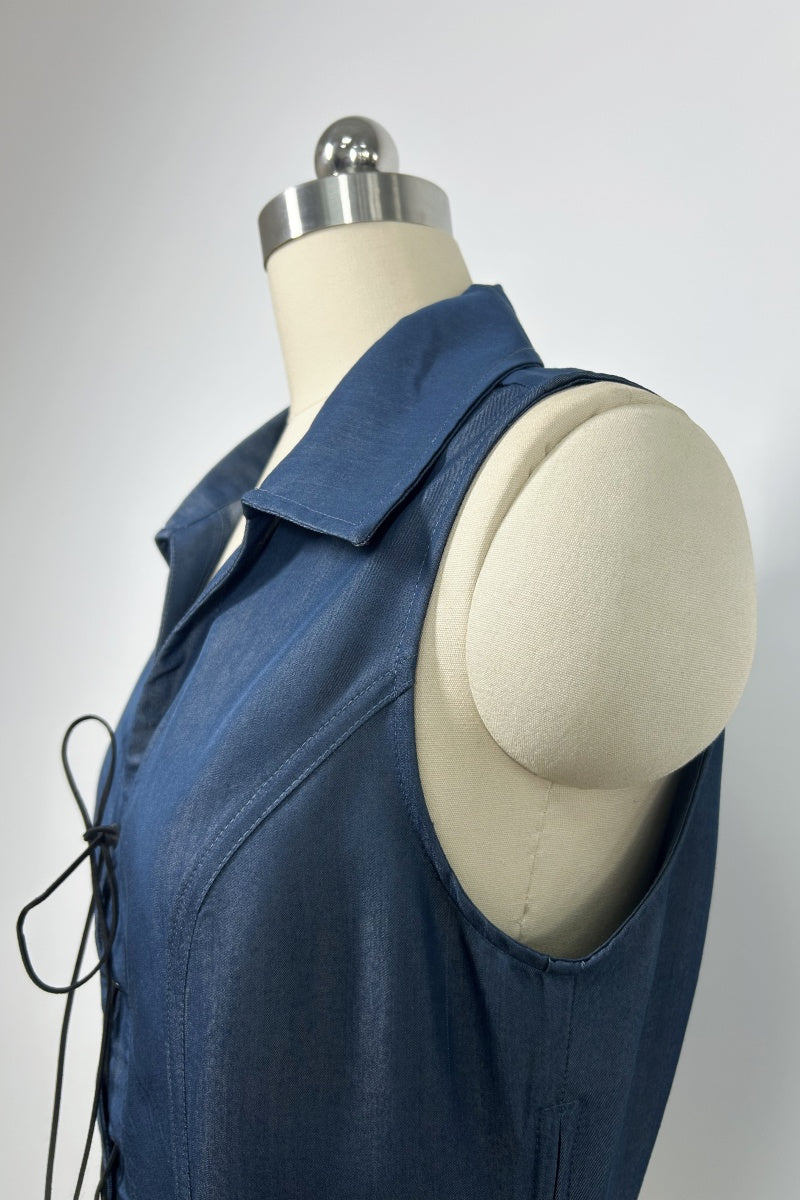 Camisa de corte princesa a medida | Ante con cordones y bajo moldeado | W-05-005-480