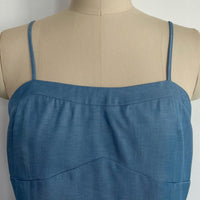 Vestido midi de rayón y mezclilla a medida | Mezcla estructurada 70/30 | W-05-006-454 Denim