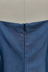 Vestido midi de rayón y mezclilla a medida | Mezcla estructurada 70/30 | W-05-006-480 Azul marino