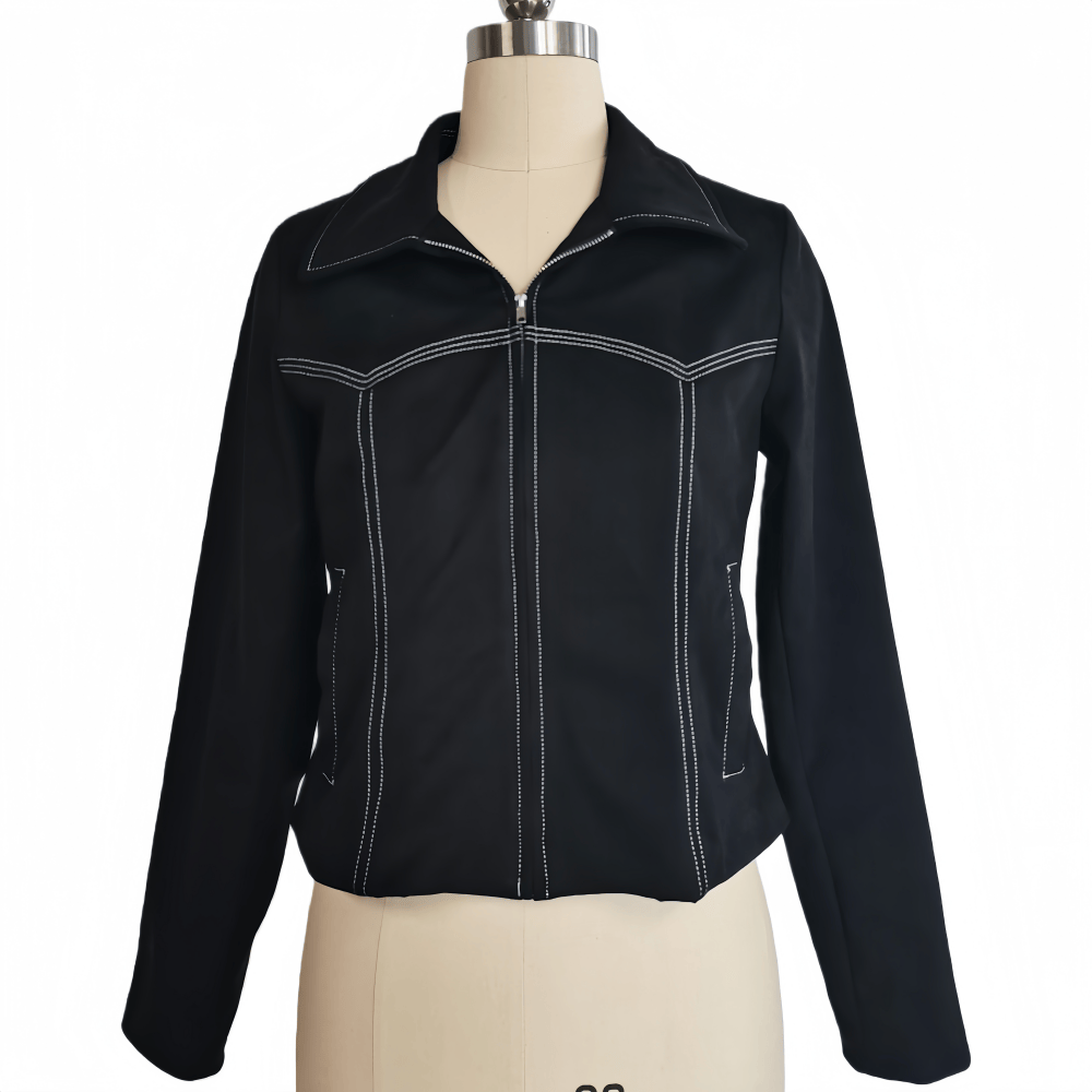 Chaqueta de ante vegano con cremallera de inspiración western | Peso medio W-05-007-075