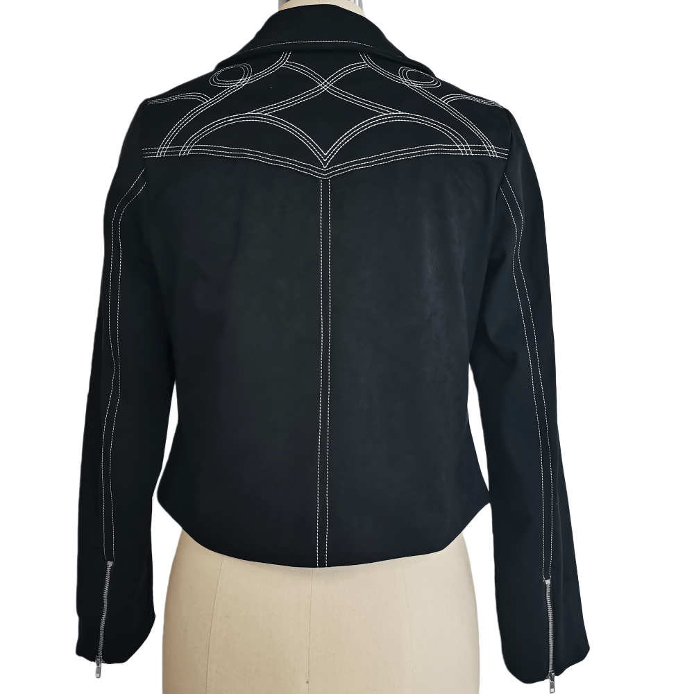 Chaqueta de ante vegano con cremallera de inspiración western | Peso medio W-05-007-075