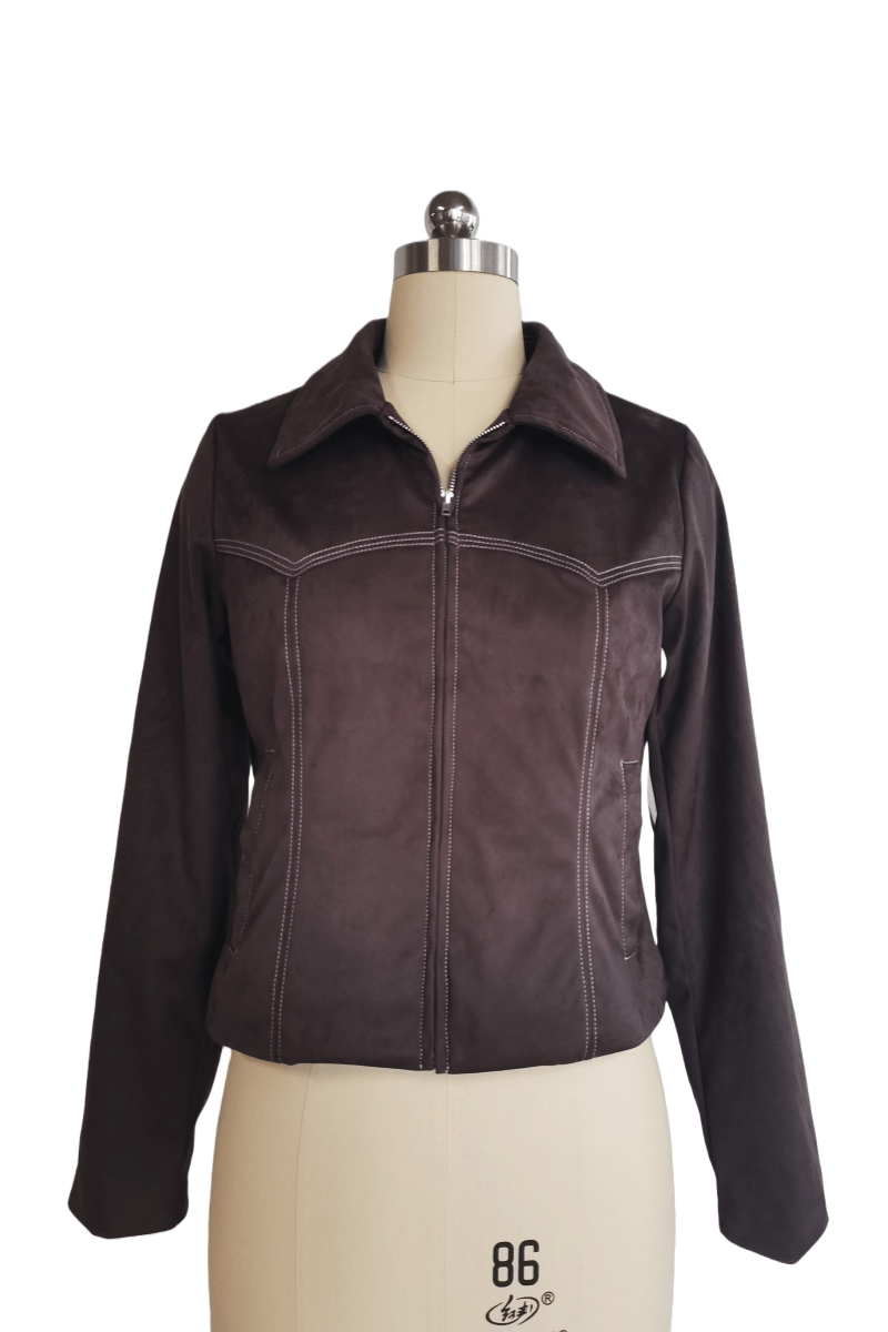 Chaqueta de ante vegano con cremallera de inspiración western | Peso medio W-05-007-075