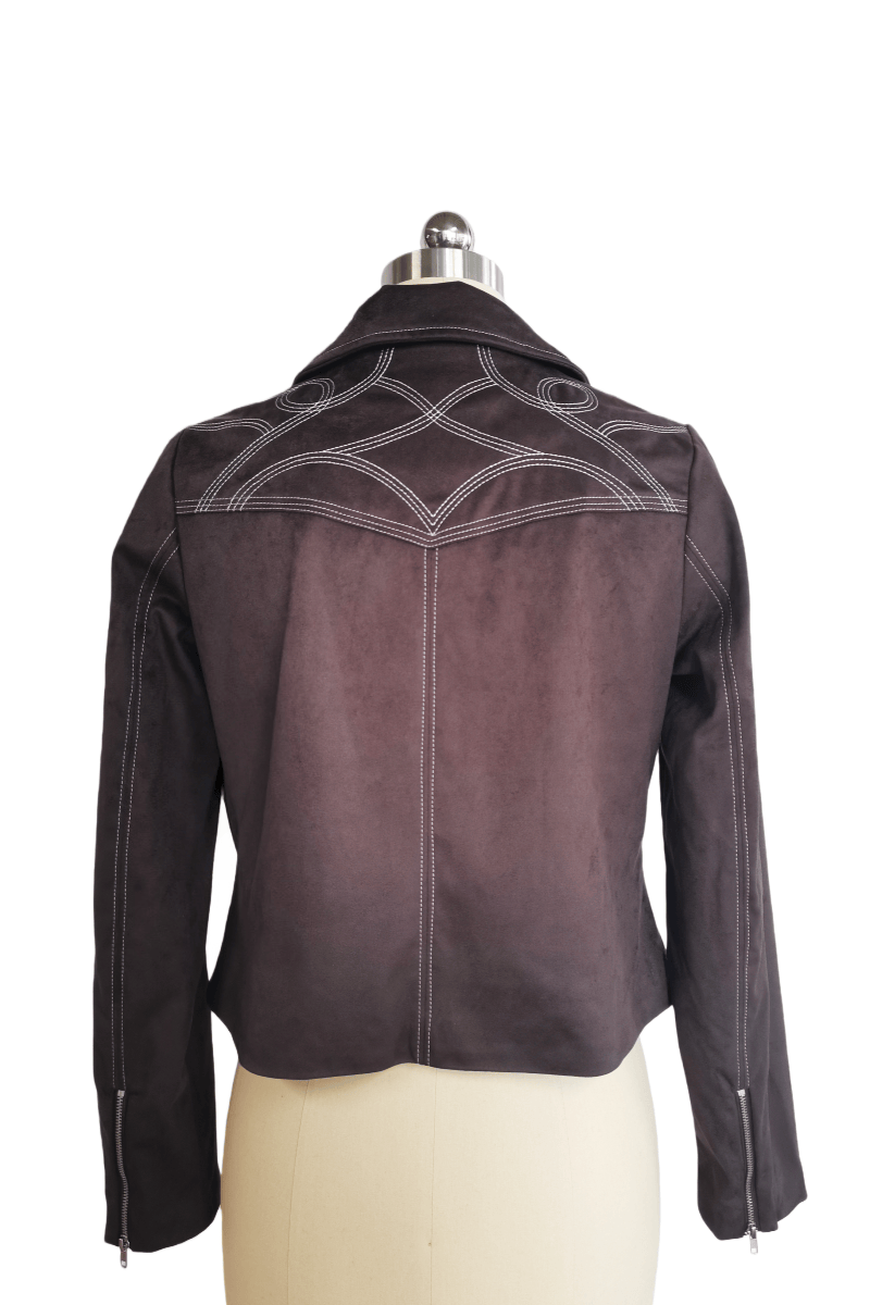 Chaqueta de ante vegano con cremallera de inspiración western | Peso medio W-05-007-075