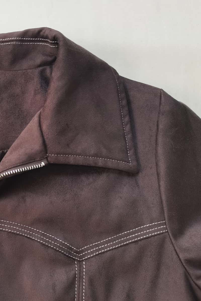 Chaqueta de ante vegano con cremallera de inspiración western | Peso medio W-05-007-075