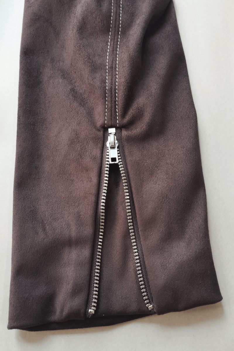 Chaqueta de ante vegano con cremallera de inspiración western | Peso medio W-05-007-075