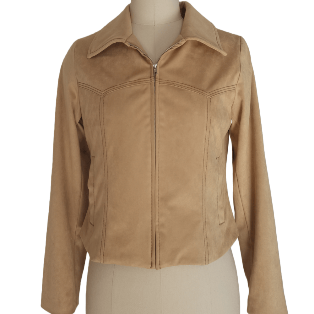 Chaqueta de ante vegano con cremallera de inspiración western | Peso medio W-05-007-075