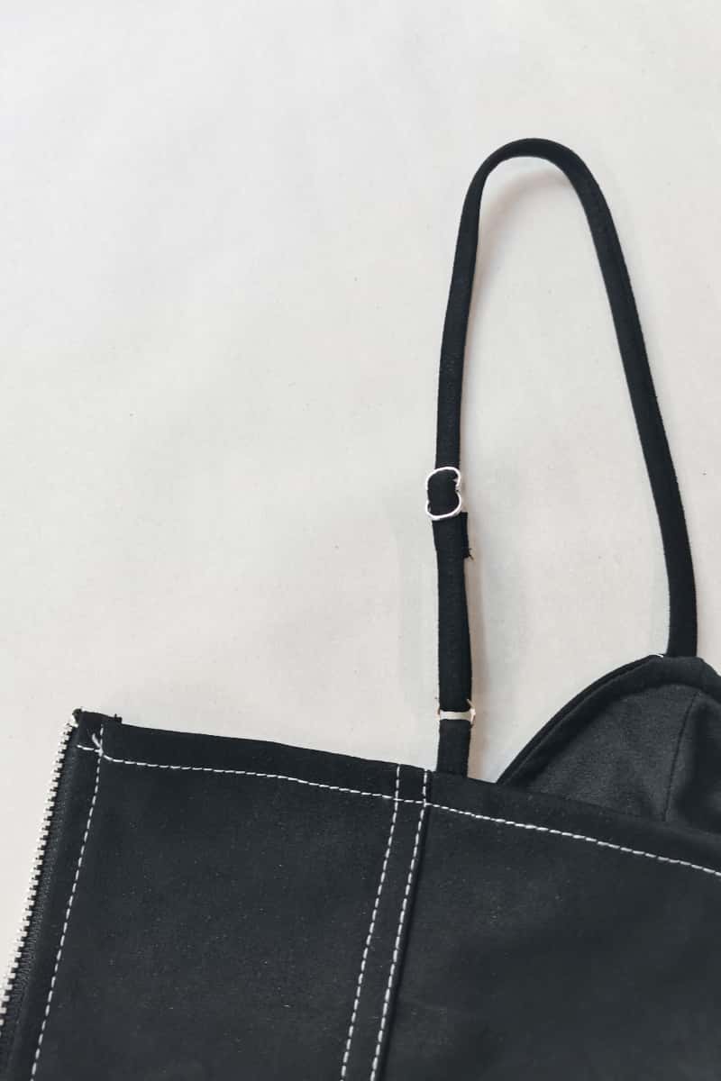 The Scroll Embroidery Peplum Camisole | Mid-Weight Vegan Suede W-05-008-010 Black,Charcoal,Sand