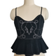 The Scroll Embroidery Peplum Camisole | Mid-Weight Vegan Suede W-05-008-010 Black,Charcoal,Sand