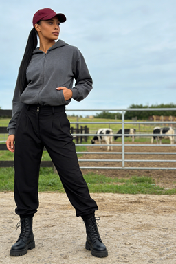 Unisex Vintage Look Garment Washed Full Zip Sweatshirt｜Hip Welted Pockets W-07-022-040 Graphite