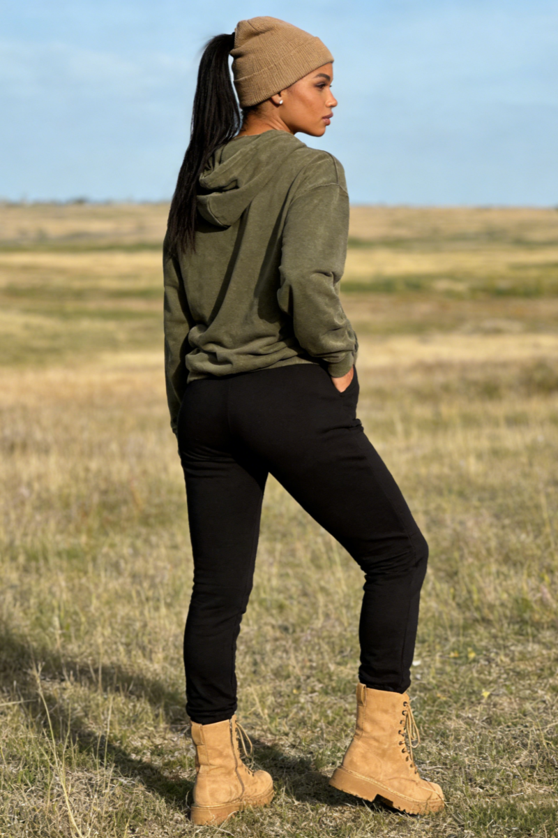 Unisex Vintage Look Garment Washed Full Zip Sweatshirt｜Hip Welted Pockets W-07-022-300 Army