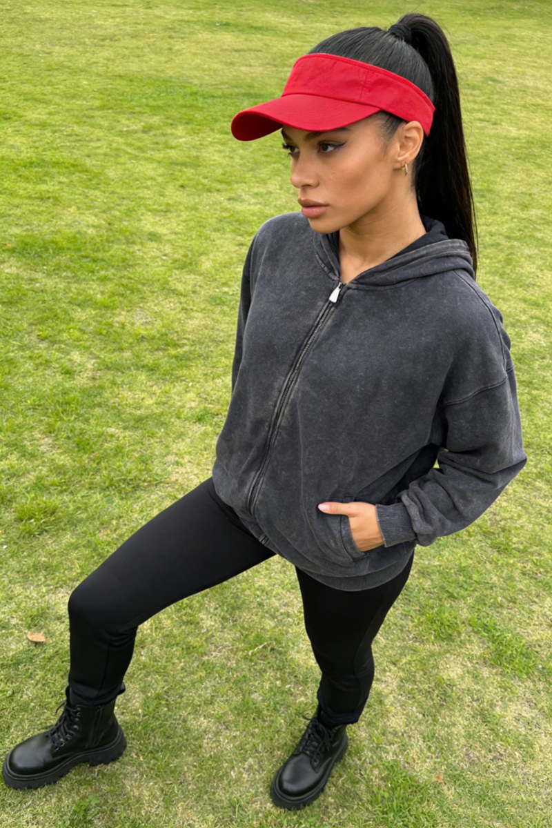 Unisex Vintage Look Garment Washed Full Zip Sweatshirt｜Hip Welted Pockets W-07-022-480 Navy