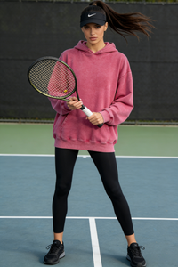 Women's Vintage Garment-washed Hoodie|Relaxed Fit|Kangaroo Pouch Pocket -U-07-024 Heather Pink , Purple