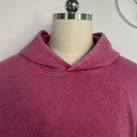 Women's Vintage Garment-washed Hoodie|Relaxed Fit|Kangaroo Pouch Pocket -U-07-024 Heather Pink , Purple