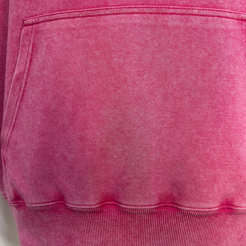 Women's Vintage Garment-washed Hoodie|Relaxed Fit|Kangaroo Pouch Pocket -U-07-024 Heather Pink , Purple