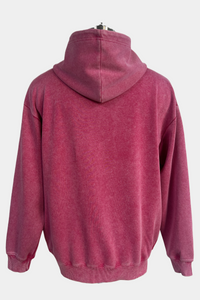 Women's Vintage Garment-washed Hoodie|Relaxed Fit|Kangaroo Pouch Pocket -U-07-024 Heather Pink , Purple