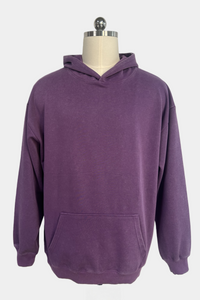 Women's Vintage Garment-washed Hoodie|Relaxed Fit|Kangaroo Pouch Pocket -W-07-024 Heather Purple