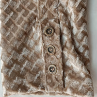 Textured Stretchy Velvet Cinched Buttoned-up  Shirt|Feminine Collar | W-08-001-075 Sand