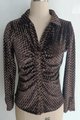 Textured Stretchy Velvet Cinched Buttoned-up  Shirt|Feminine Collar | W-08-001-010 Black， White, Dark Chocolate,Tan