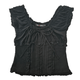 The Dual-Way Smocked Bodice Blouse With Ruffle Edges | 100% Lightweight Rayon|W-08-004-Black