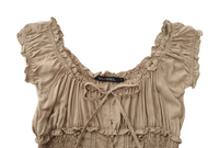 Blusa con corpiño fruncido y volantes en los bordes | 100 % rayón ligero | W-08-004-Arena