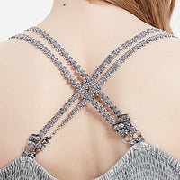 Women’s Garment Dyed Lace Trim Babydoll Cami Top – Crisscross Back Straps|W-08-005 Graphite