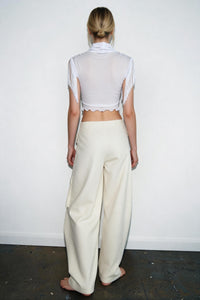 The Kinetic Fringe Mesh Crop Tank|Turtle Neck|W-17-006 Optic White