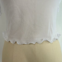 The Kinetic Fringe Mesh Crop Tank|Turtle Neck|W-17-006 Optic White