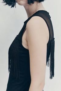 The 360° Motion Fringe Mesh Tank|W-17-007|Midnight Black