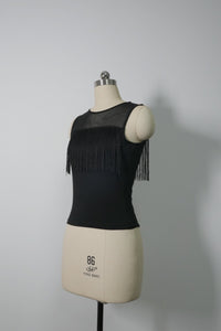 The 360° Motion Fringe Mesh Tank|W-17-007|Midnight Black