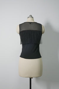 The 360° Motion Fringe Mesh Tank|W-17-007|Midnight Black