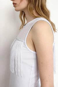 The 360° Motion Fringe Mesh Tank|W-17-007|Optic White