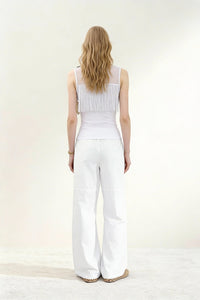 The 360° Motion Fringe Mesh Tank|W-17-007|Optic White