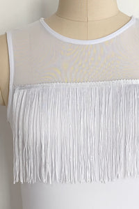 The 360° Motion Fringe Mesh Tank|W-17-007|Optic White