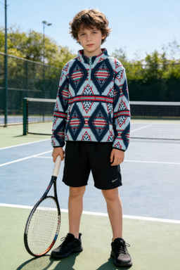 Boys' and girls' quarter-zip fleece jacket |  Y-06-008  Sky Blue，Navy