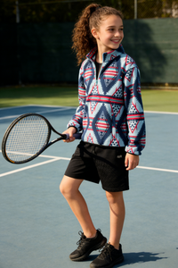 Boys' and girls' quarter-zip fleece jacket |  Y-06-008  Sky Blue，Navy